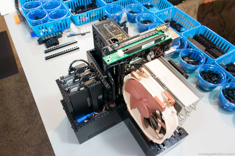 LEGO Gaming PC with hard drives and power supply installed.